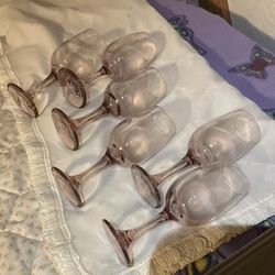 7 people Plum Pink Libbey Wine Glasses Pink Barware Pink Stemware