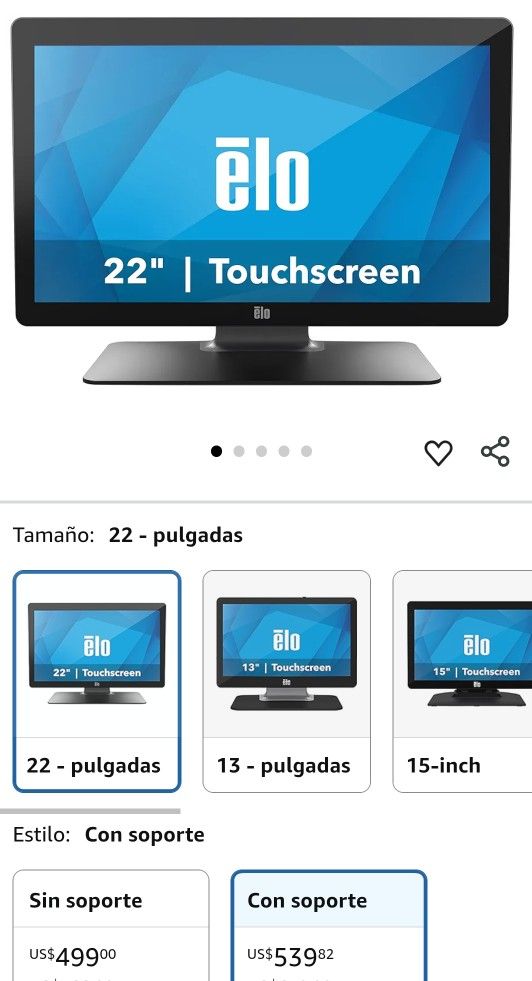 Elo 2202L - Monitor de pantalla táctil de 22" con soporte - 1920 x 1080, 10 táctiles, negro