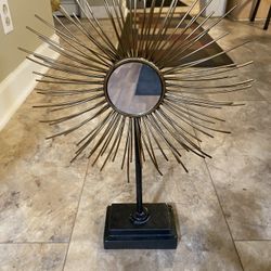 Brass Starburst Mirror on stand. 