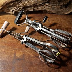 3 Vintage Egg Beater Mixer Stainless Steel Kitchen Unique Item