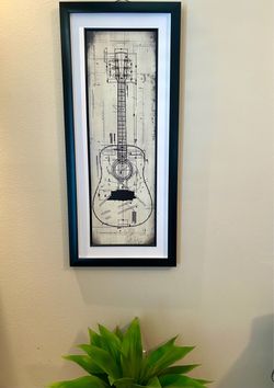 Large framed Guitar Blueprint Wall Art
