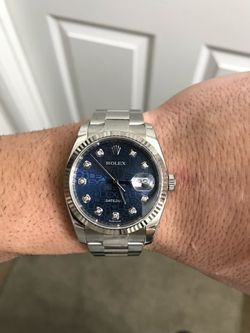 Rolex Datejust Blue Jubilee 10 Diamonds 36MM Mens Watch 116234