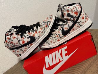 Nike SB Dunk High Cherry Blossom Floral Print Sneakers US 9