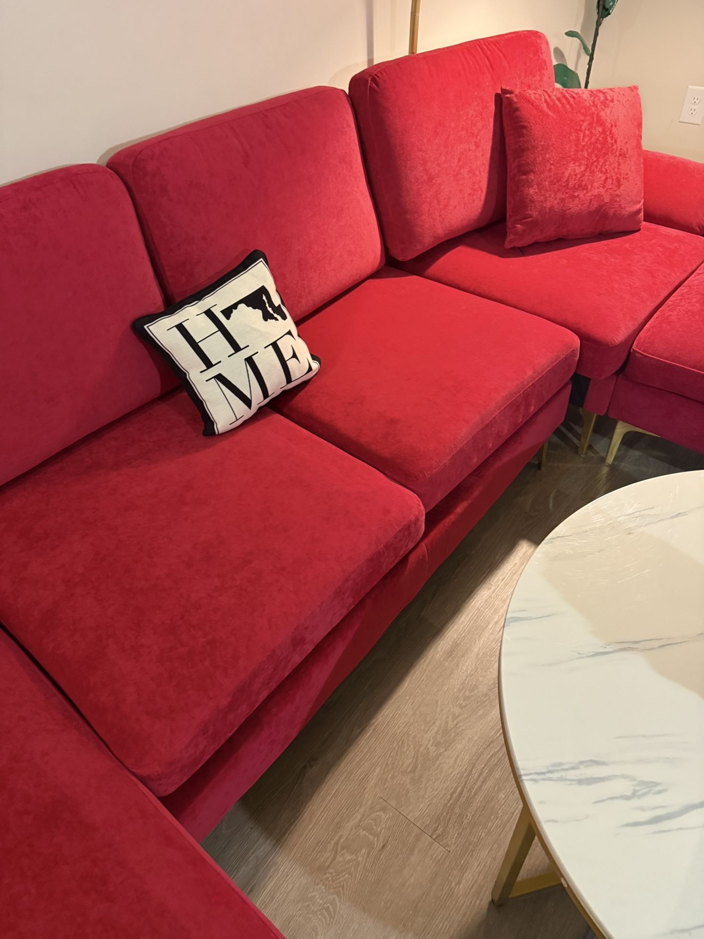Red Sectional Chaise Sofa Lounge