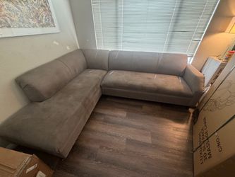 Gray Fabric Sectional Sofa with Nailhead Trim $100 OBO
