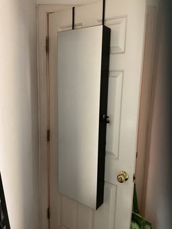 Mirrored Locking Jewelry case for over the door or wall mount