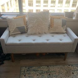 Grey tufted sofa bench w/storage 