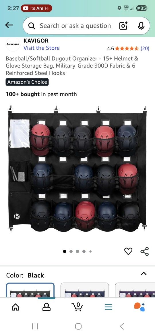 Baseball/Softball Dugout Organizer - 15+ Helmet & Glove Storage Bag, Military-Grade 900D Fabric & 6 Reinforced Steel Hooks