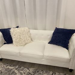 White Faux Leather Sofa