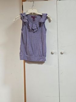 Epic Threads Purple and White Striped Ruffle Tank Top