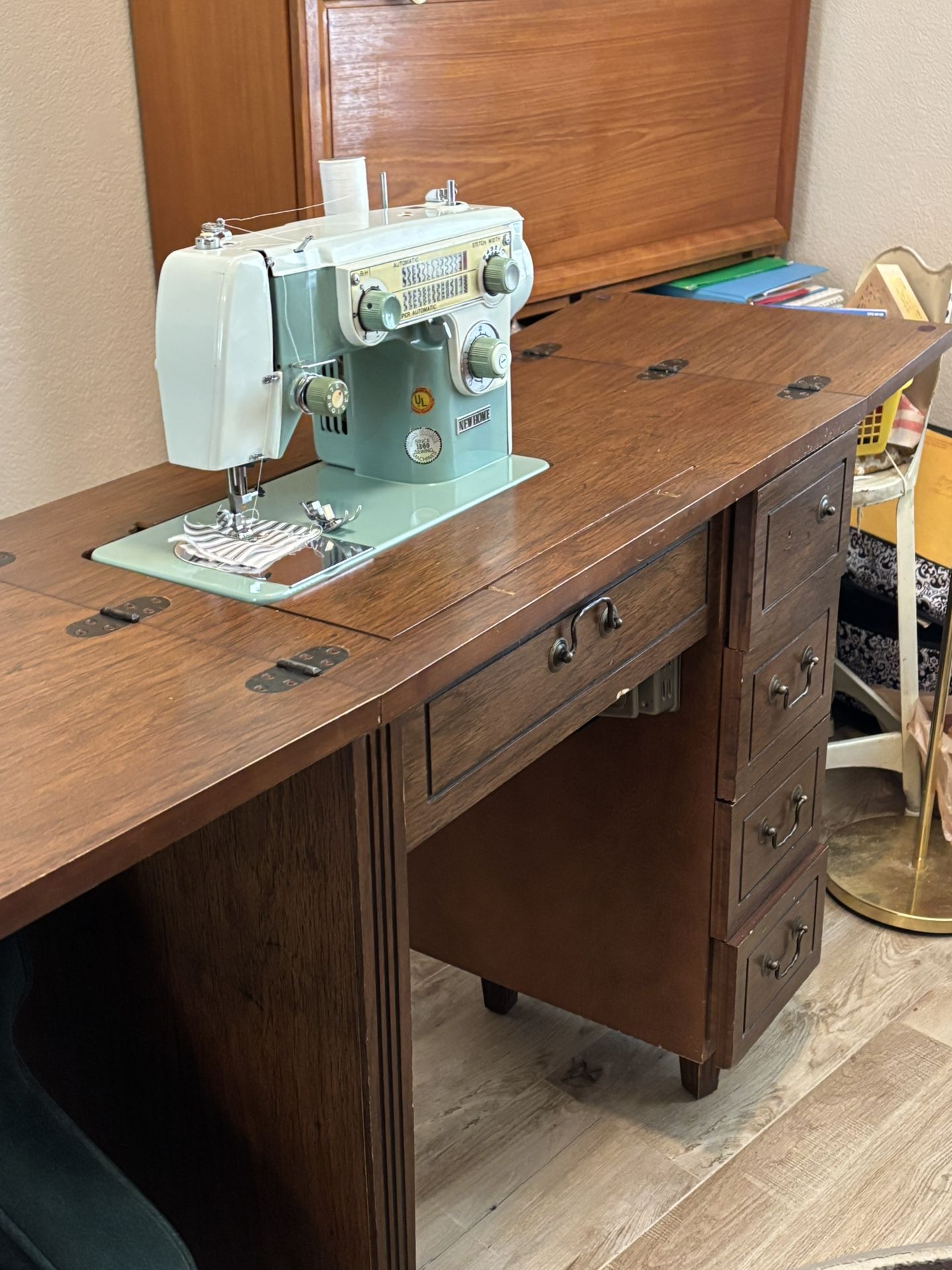 Sewing Machine In Cabinet