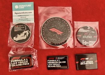 Lot FORMULA 1 GRAND PRIX LAS VEGAS 2023 2024 2025 COIN SILVER ACCENT PIN SET ‼️ COMPLETE Collection ‼️ THe ONLY 1 ‼️ Get Ready For F1 2026 ...