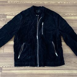 Black Suede Biker Jacket XL 