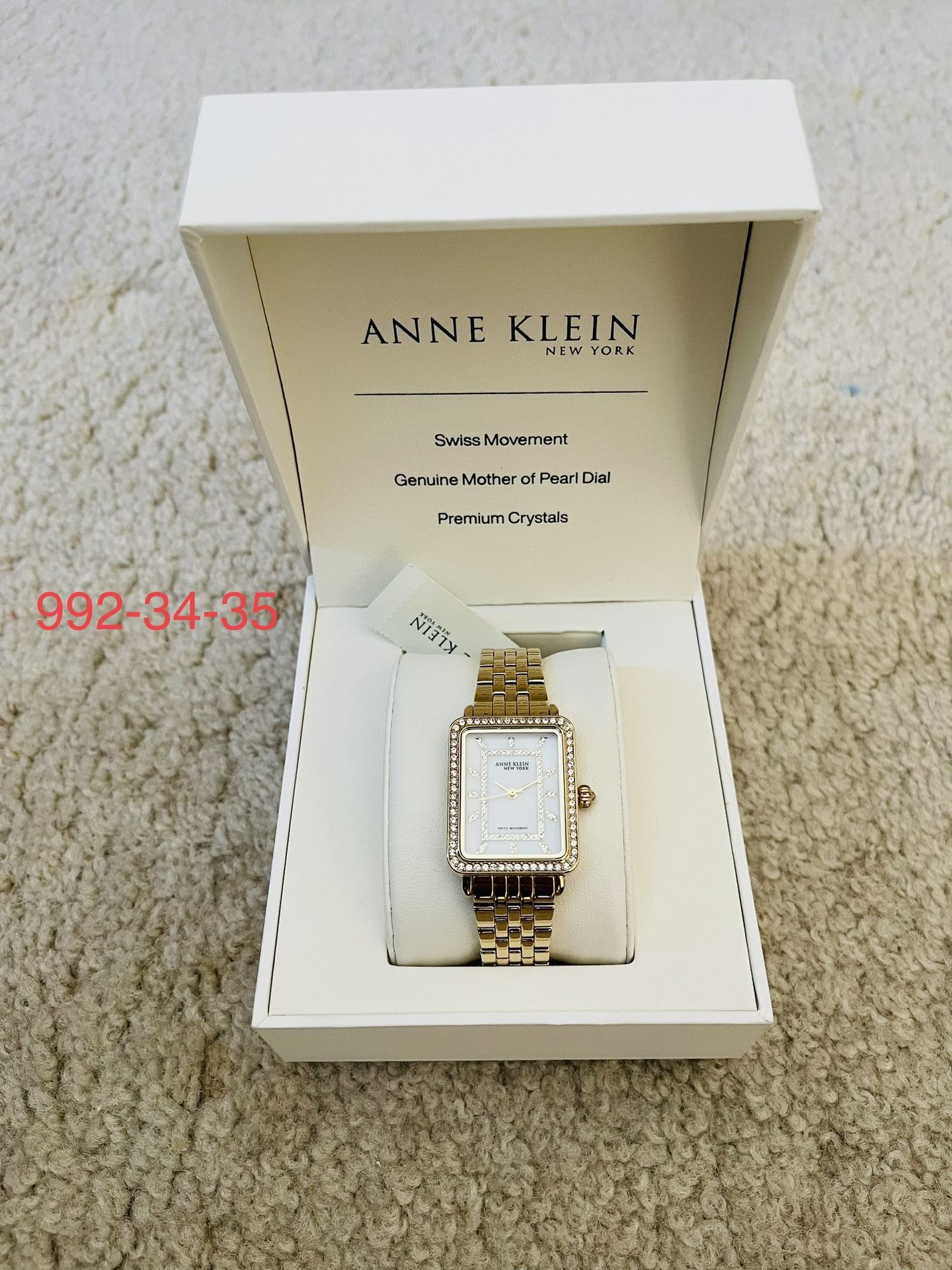 Genuine Mother of Pearl Dial Crystal Accented Ladies Watch Anne Klein