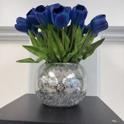 Blue And Silver Luxury Flower Decor