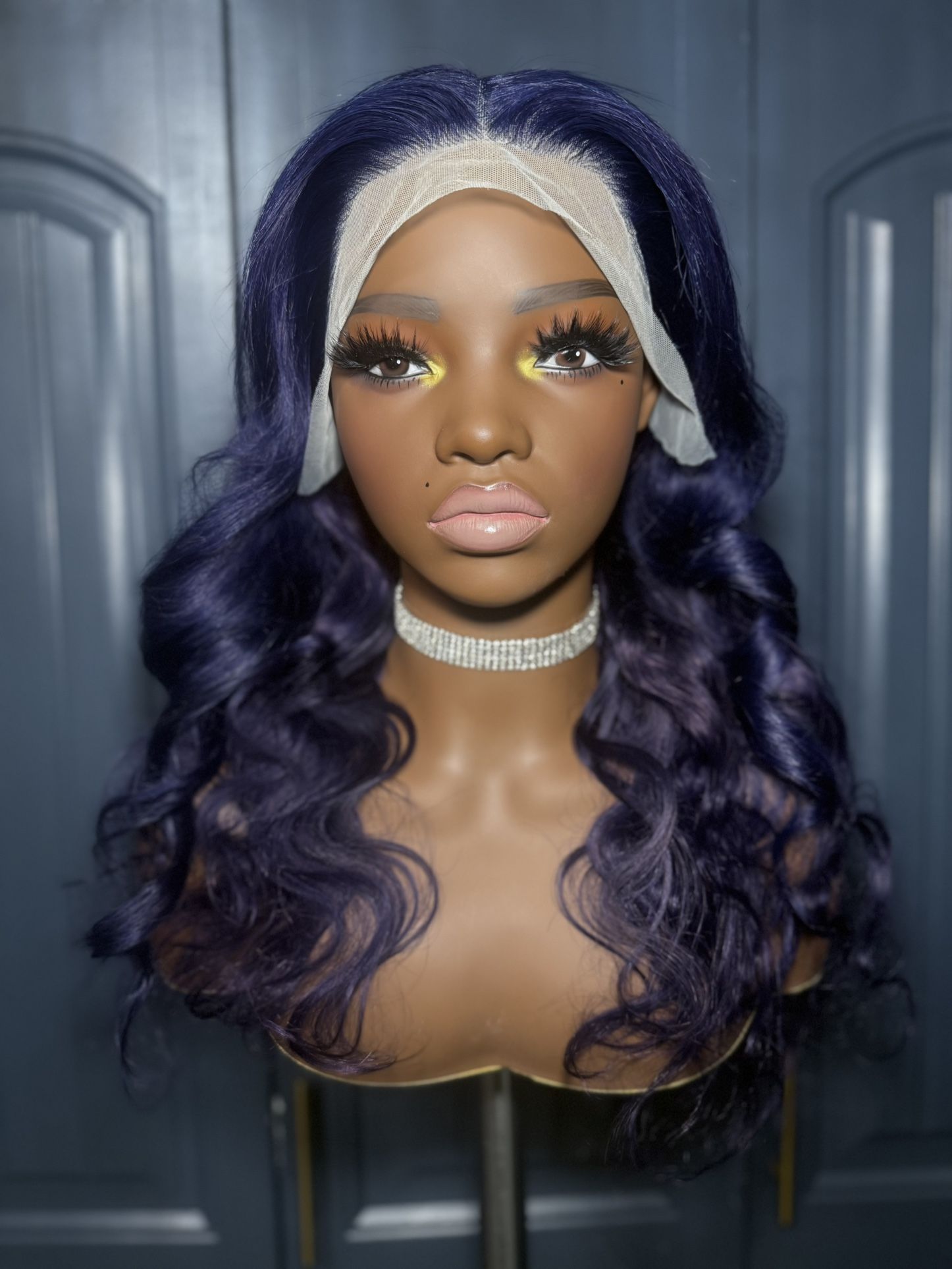 WIG 100% HUMAN HAIR BLUE 26”