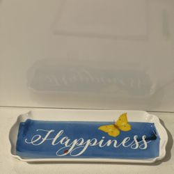 LENOX Butterfly Meadow Happiness 9.5 Rect. Tray Everyday Celebrations  - Vintage