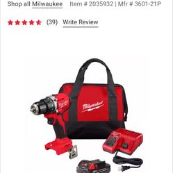 Milwaukee M18 Compact Next Gen 1/2 in. Brushless Cordless Drill/Driver Kit (Battery & Charger)