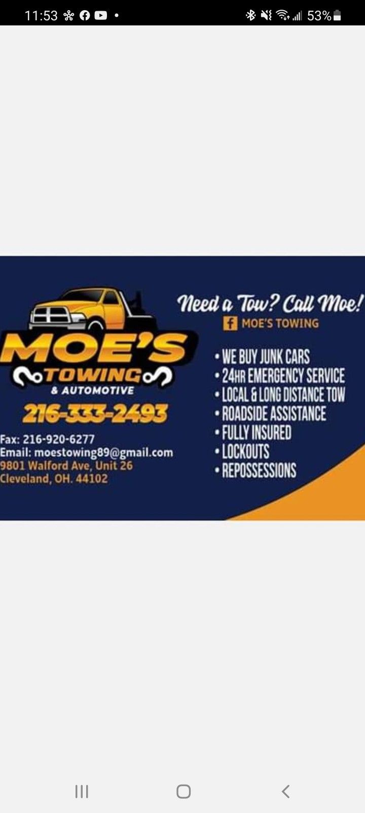 Need A TOW??? Call Moe!!!