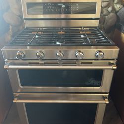 5 burner kitchen aid stove and double oven