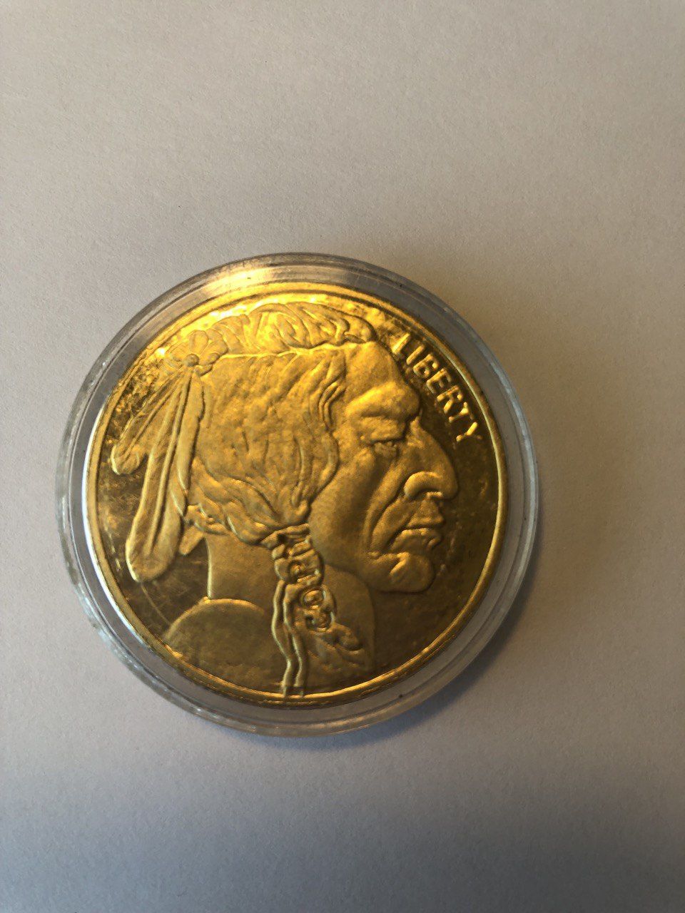 Copy of gold plated coin 2012 Indian Head and Buffalo in Plastic Case