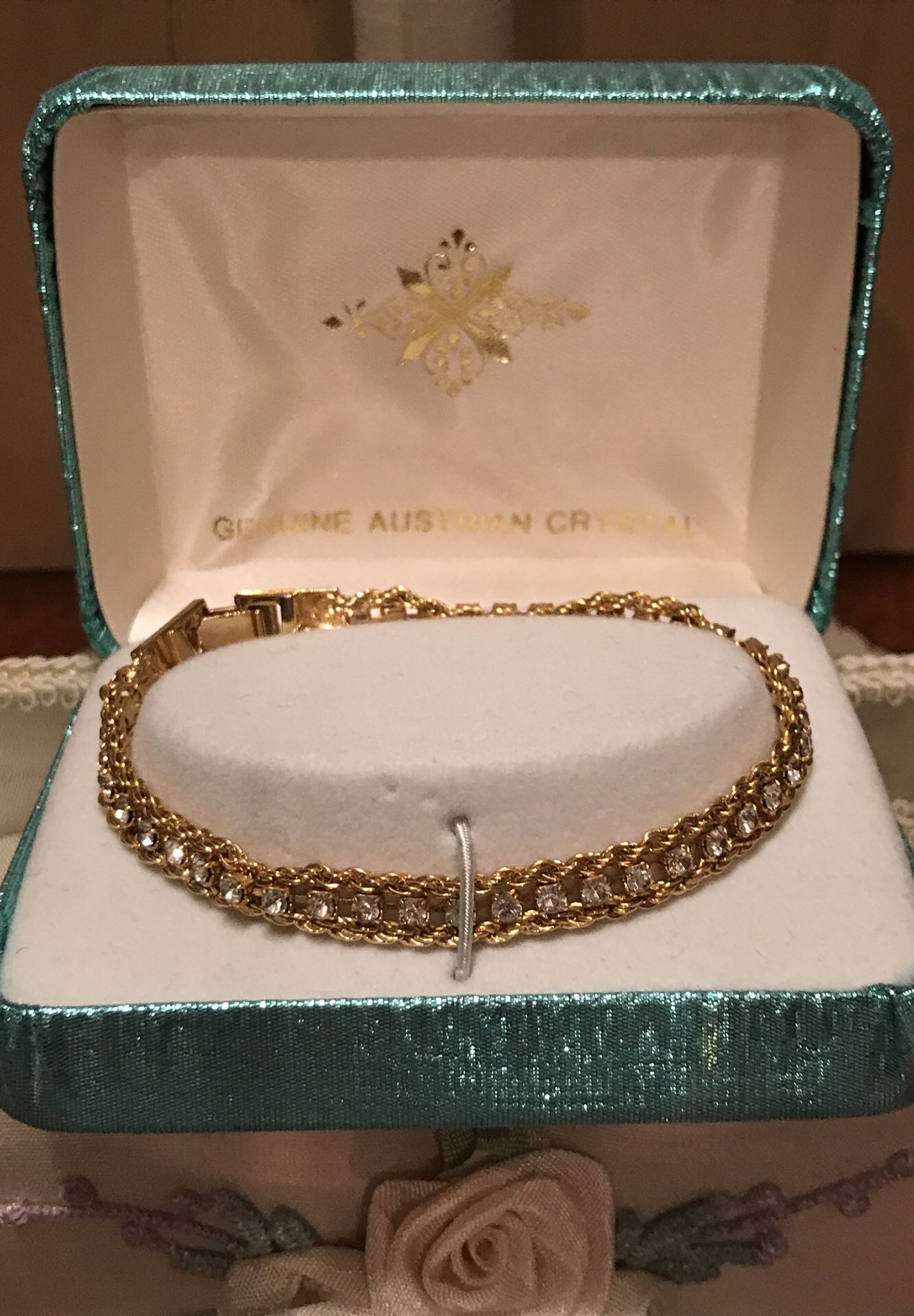 Pretty Genuine Austrian Crystal gold bracelet