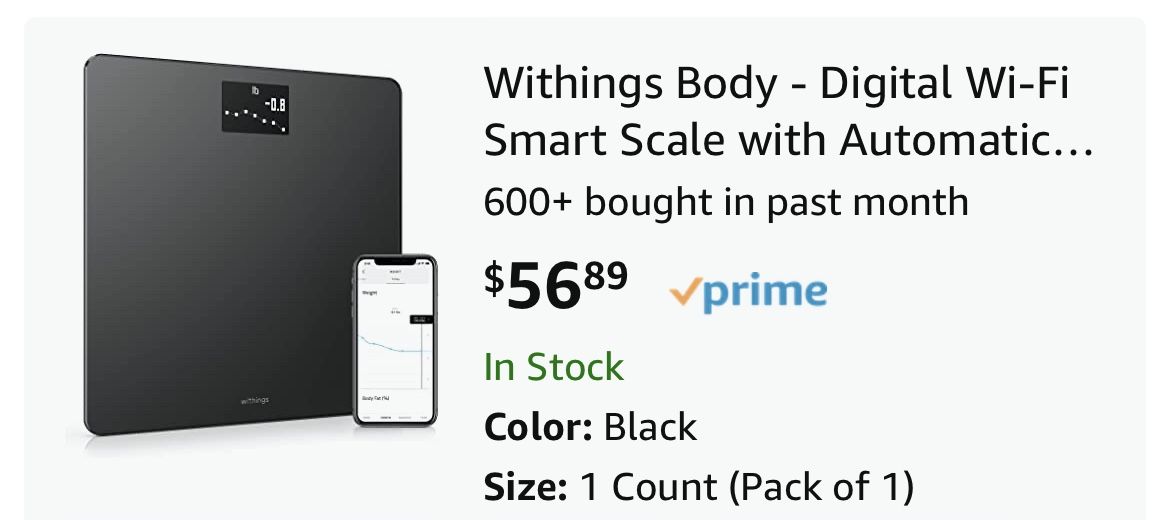 Withings Digital Smart Scale Wi-Fi And Bluetooth Enabled