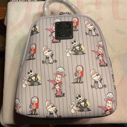 Loungefly Nightmare Before Christmas Cast Striped Mini Backpack NWT