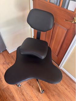 Ergonomic Saddle Chair w/ Back Support – Adjustable Rolling Stool