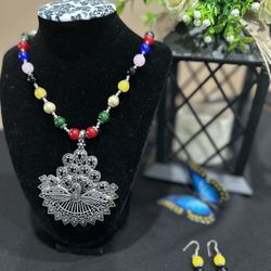 2 Peacock Sets with colorful beads