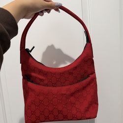 Gucci red canvas Handbag Authentic