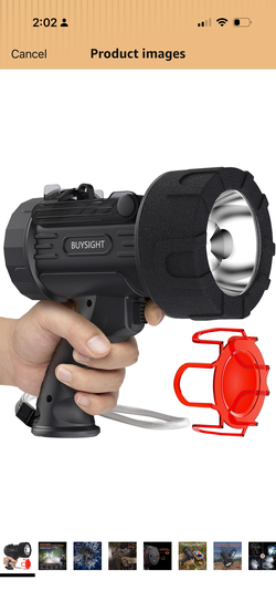 BUYSIGHT Rechargeable Spotlight Flashlight,1000000 LMS Hand held Spotlight Waterproof Flashlight Hunting Lamp with red Filter (Graphite Black)