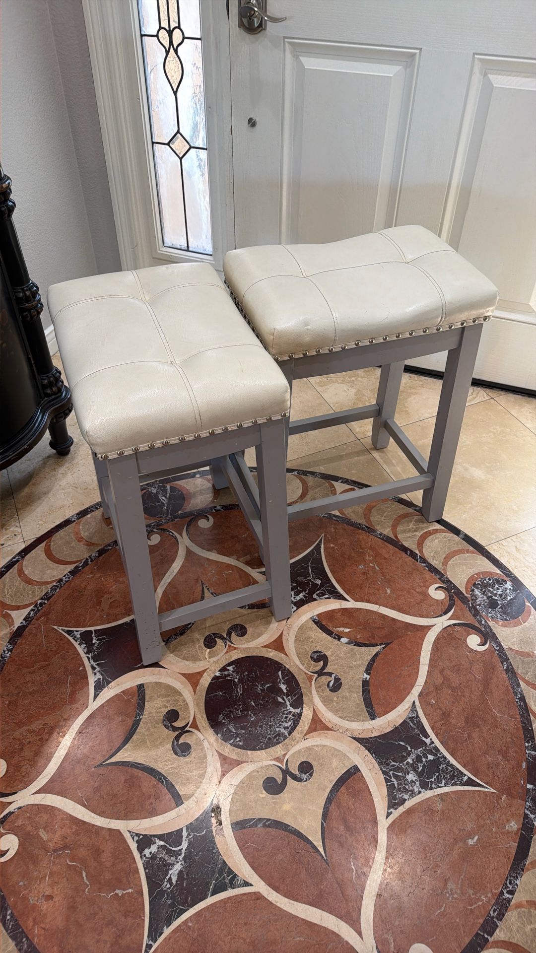$10 White And Grey Stools