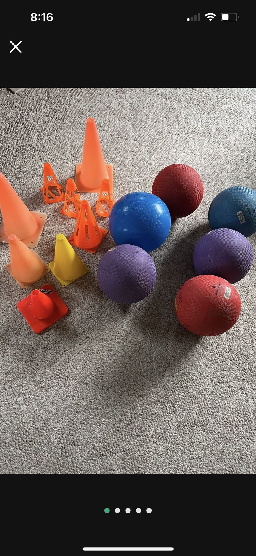 Kickballs /Dodgeballs (6 Balls & 9 Cones)All for 35.00 dollars 