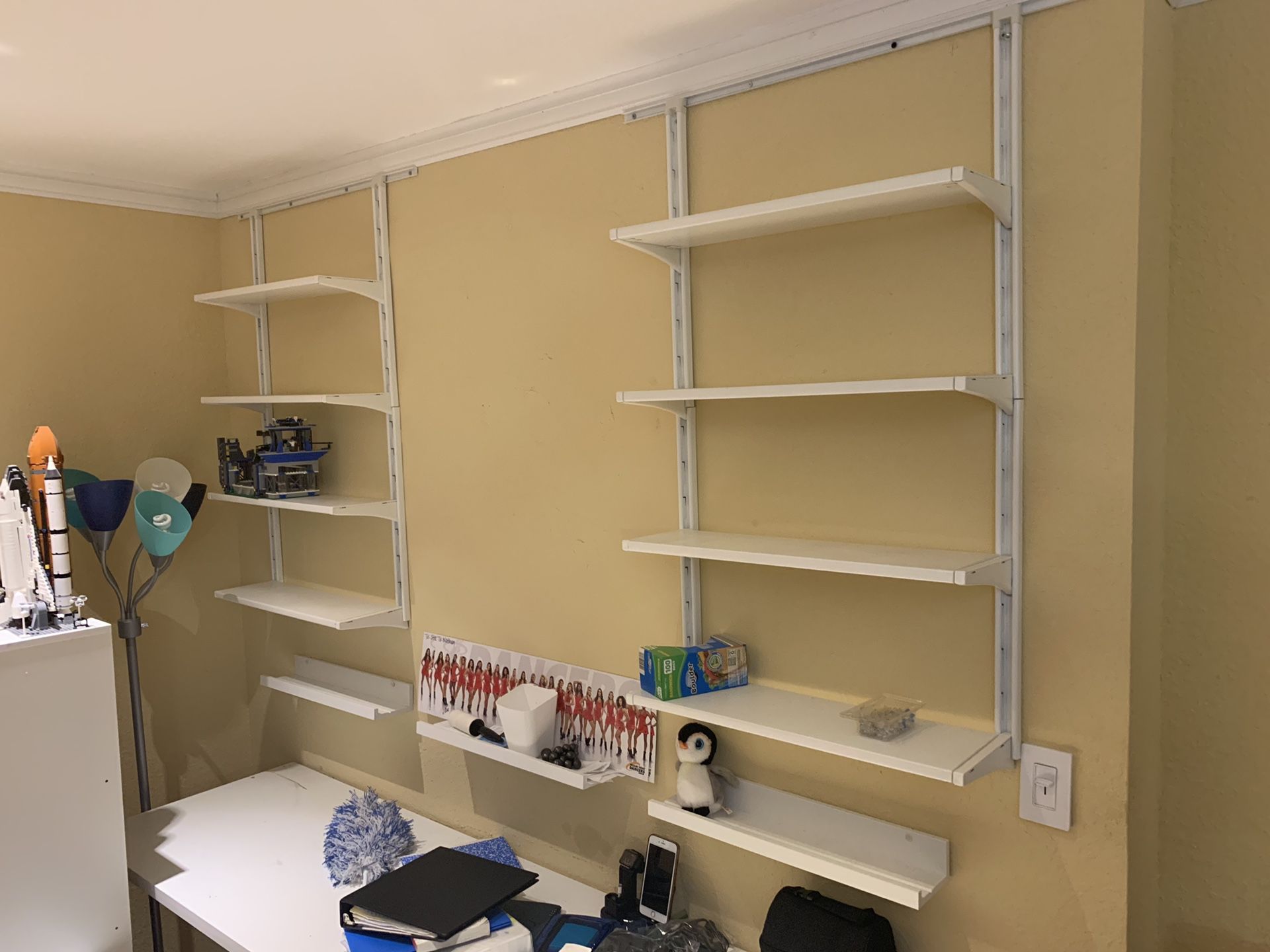 IKEA adjustable wall shelves.