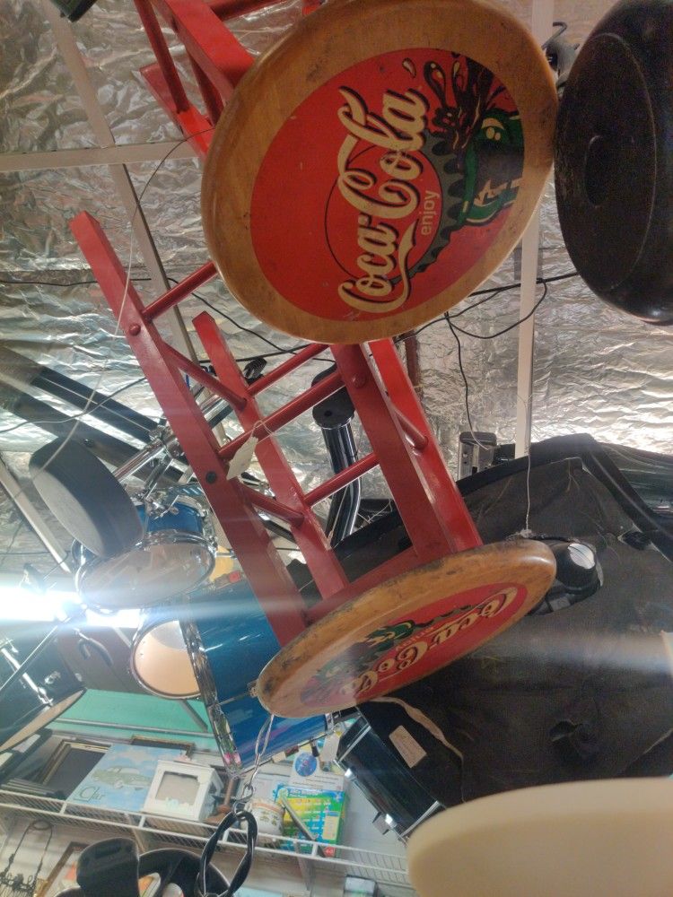 Coca-Cola Metal Bar Stools