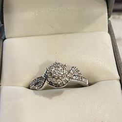 Engagement Ring - Sterling Silver 1/4 Real Diamonds 