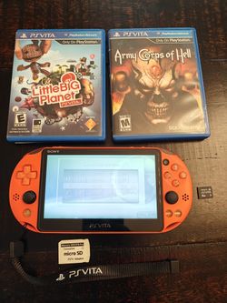 Sony PlayStation Vita Slim Neon Orange Bundle with Games and Memory Card