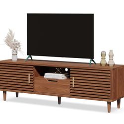 Mid Century Modern TV Stand for 55/60/65 inch TV, Dark Brown, 59"