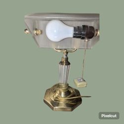 Vintage Brass Banker's Desk Lamp