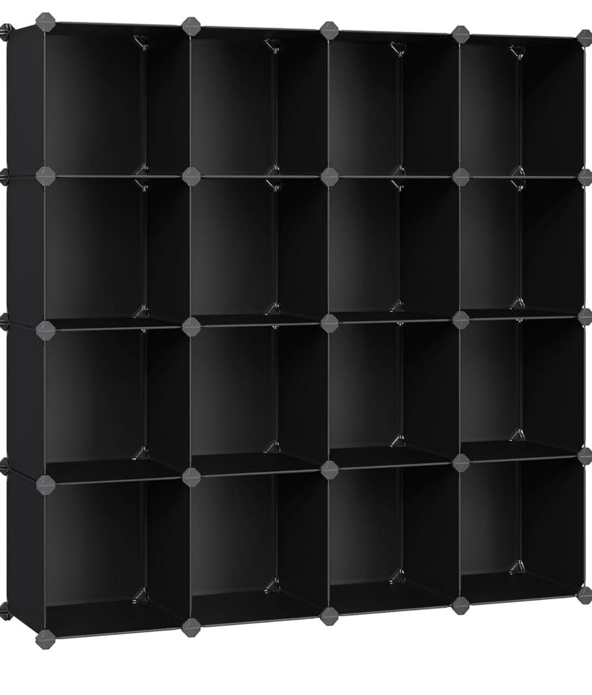 Cube Storage Organizer, Set of 16 Plastic Cubes, Closet Organizers and Storage, Room Organization, Bedroom Living Room, 12.2 x 48.4 x 48.4 Inches, Bla