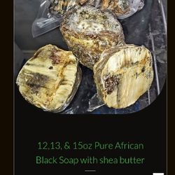 Pure African Black Soap With Shea Butter 12,13 &15oz