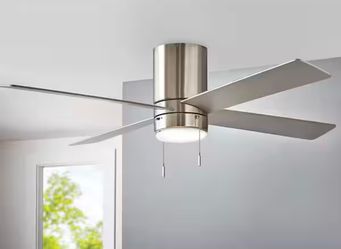 Hampton Bay Scenic 52 in. Integrated LED Indoor Brushed Nickel Hugger Ceiling Fan with Reversible Motor & Reversible Blades Included
