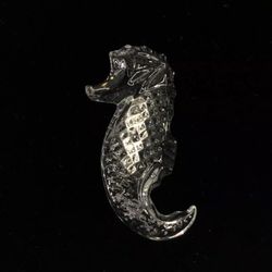 Signed Waterford Crystal Seahorse Brooch Pin 
