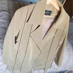 NEW SARD Amber/Beige Rumpled Lux Moto Jacket- Size US S EUR M