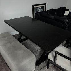 Black Wooden Dining Table Set