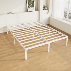White Full Size Metal Platform Bed