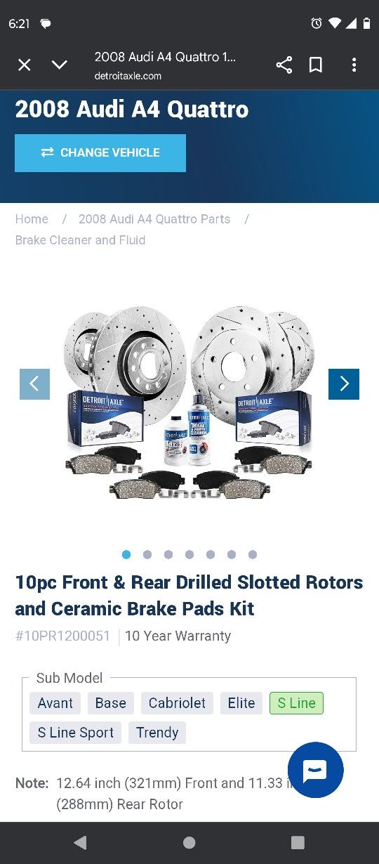 Drilled And Slotted Rotors 2008 Audi A4 Quattro