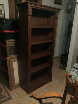 Vintage All Wood Mohogany Color Dark Wood  Bookcase Bookshelf