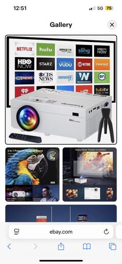 Mini Projector, 1080P Full HD Supported 180” Screen Video Projector, 11000Lux Home Theater Movie Projector Compatible with TV Stick HDMI VGA USB AV PC